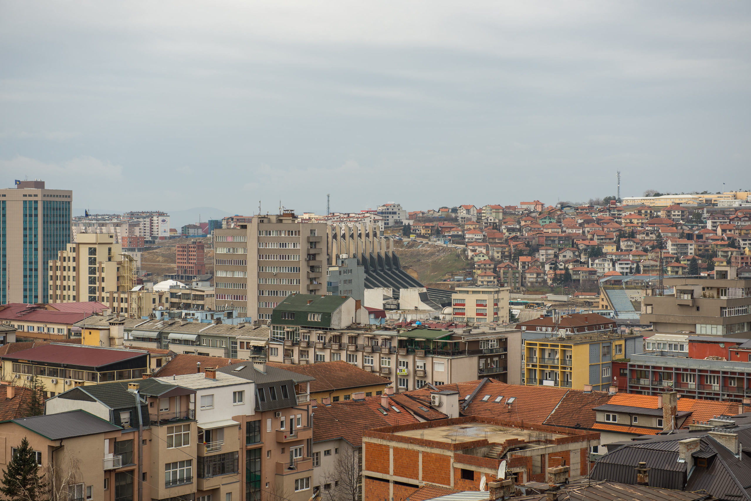 Central Pristina rooftops from Hotel Sirius. Kosovo, Offshore BPO Confidence Index 2023