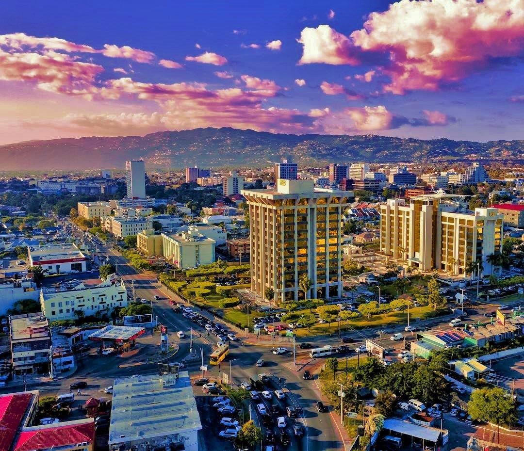 Montego Bay waterfront and hills; Commons has no usable Kingston cityscape. Jamaica, Offshore BPO Confidence Index 2024